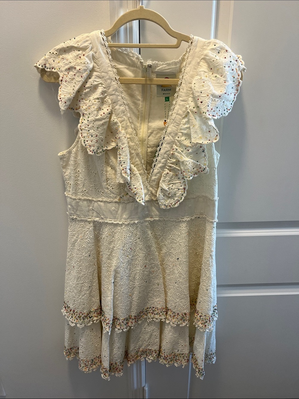 FARM Rio Ivory Eyelet Ruffle Tiered Dress - Picture 3 of 5